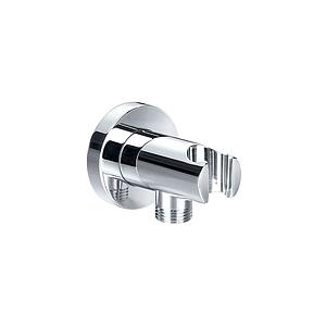 Pura Round Wall Shower Outlet with Handset Bracket Chrome