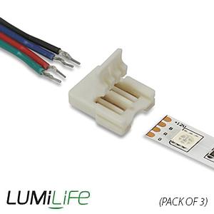 ByDesign Lighting Slim LED Strip to Wire Connector Pack of 3