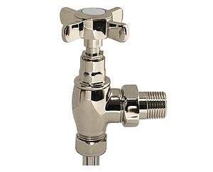 Vogue VL008 Pair Angled Valves With Cover Plates And Connection Tubes Bright Nickel