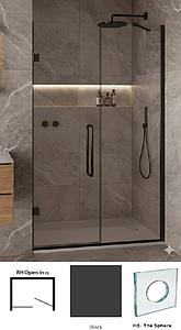 Showerlab View 03 Enclosures Door + Inline Panel Standard - Fixed Sizes Only 1670-1684mmx2000mm , Right Hand , Open IN , H8 - The Sphere (Round Cut Out) , Matt Black