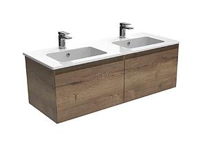 Saneux Uni 120cm 2 Drawer Wall Mounted Unit - English Oak