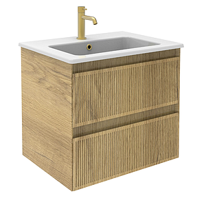 Saneux Monument 60cm 2 Drawer Wall Mounted Unit - Portland Oak